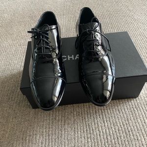 Chanel Black Patent oxfords sz 41.5 or 11. 1/2